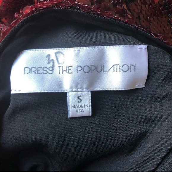 Dress The Population Sequined Long Sleeve Dress Maroon Burgundy Size Small - Picture 7 of 7
